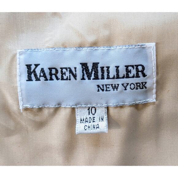 Karen Miller Cream Satin Beaded Short Sleeve Formal Event Maxi Dress Size 10 - Picture 10 of 11